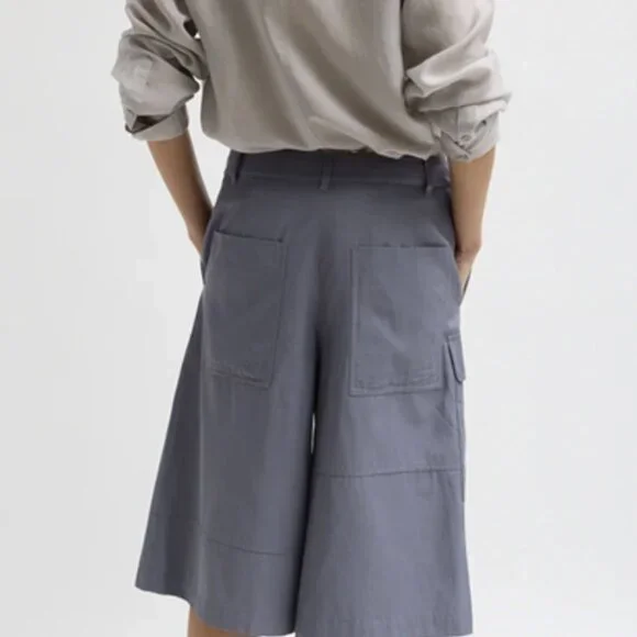 Tibi drapey suiting long shorts, 6, deep violet, $150, NWT. - Picture 3 of 3